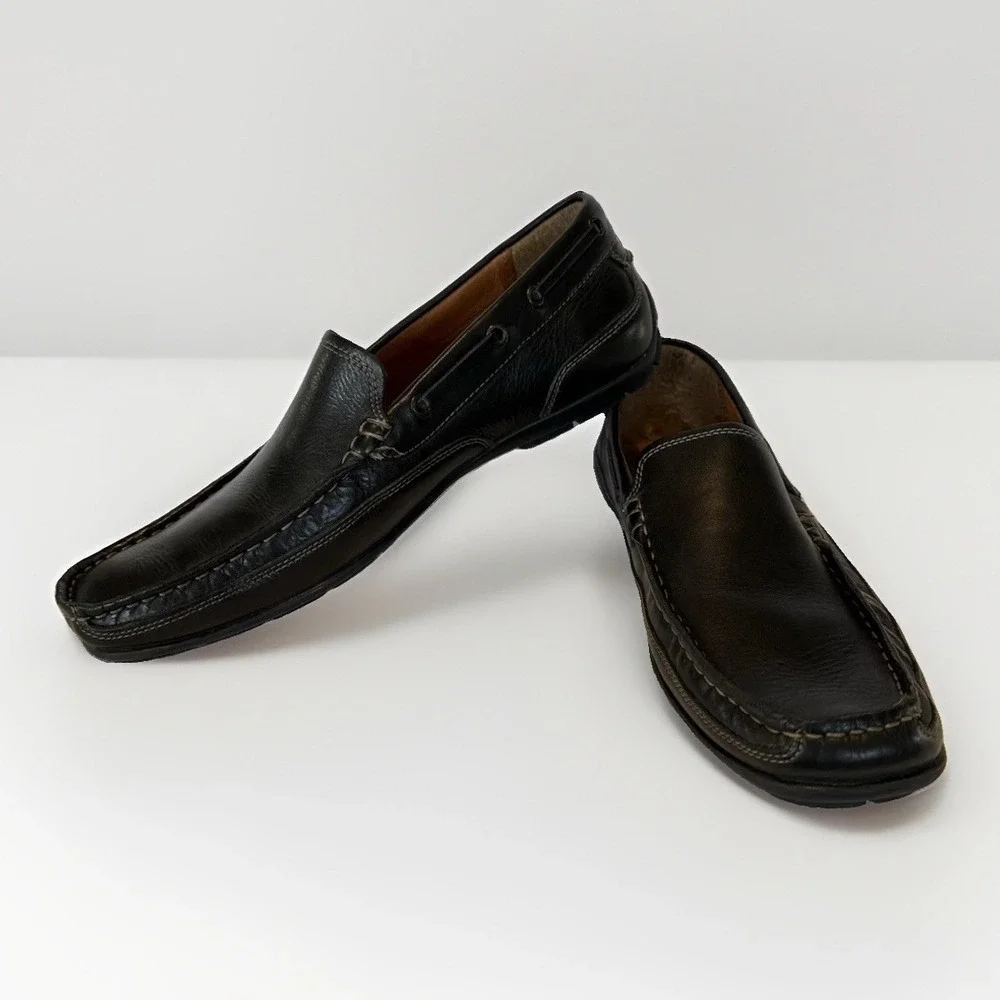 G.H. Bass & Co. Hank Men's Black Leather Driving Loafers Slip-On Shoes Men 10.5